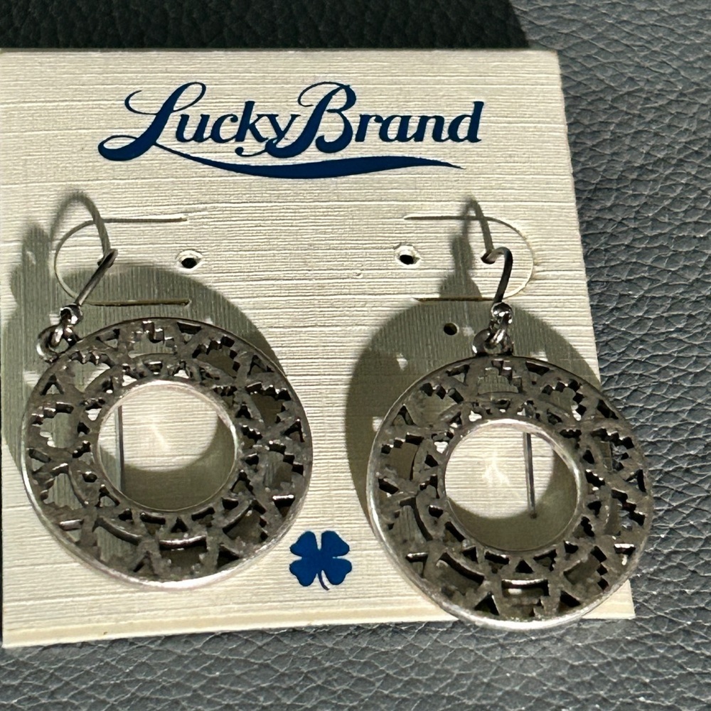 Lucky Brand Intricate Silver Circle Earrings